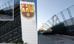 Prvé následky víchrice v Barcelone – zvalené oplotenie v Ciutat Esportiva [VIDEO]